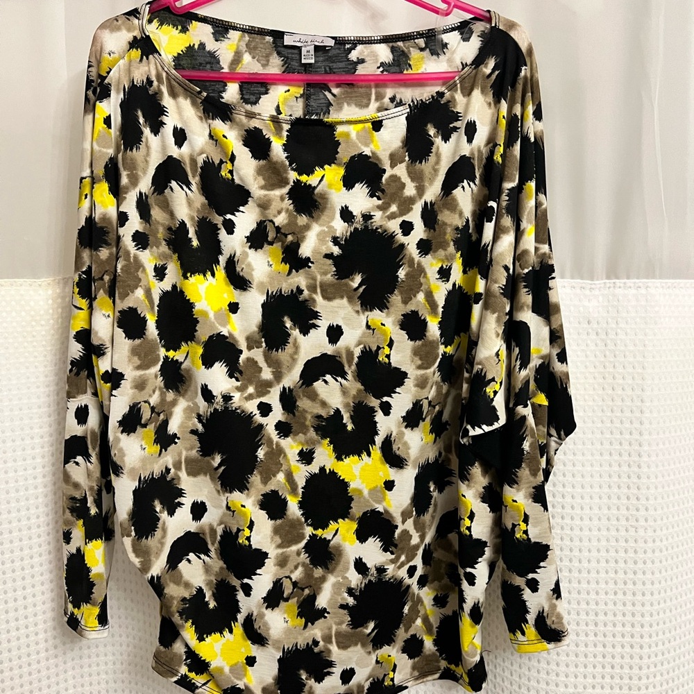 White Birch Asymmetrical Yellow and Black Blouse